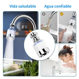 WITRET Filtro de Agua para Grifo Giratorio de 360°, 3 Piezas Filtro para Lavamanos con 20 Elementos Filtrantes, Filtro de Agua para Lavabo Elimina el Fluoruro de Cloro