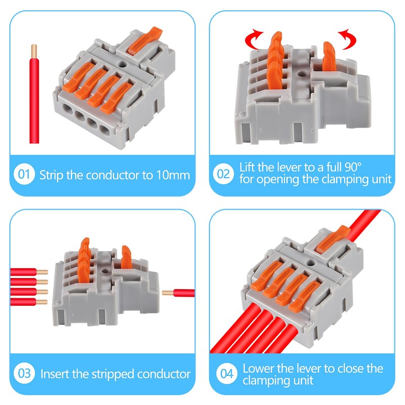 MELIFE 20pcs Lever Wire Connectors, 1 in 4 Out Connectors
