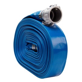 Pump Water Hose - Blue PVC Drain Backwash Discharge Hose - Camlock Fittings 2" x 50'