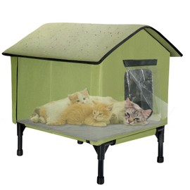 Large Outdoor Cat House Weatherproof, Outside Waterproof Cat House for Outdoor Cats, Elevated Insulated Stray Cat Shelter for Multiple Cats - 22" x 18.5" x20.6"