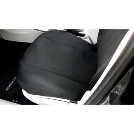 Yupbizauto New Brand Universal Size Flat Black Cloth Car Seat Covers Full Set with 4 Embroidery Red Pink Hearts Logo Headrest Covers