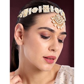 Aheli Indian Traditional Bollywood Kundan Studded Maang Tikka Matha Patti Gift for Women Jewelry