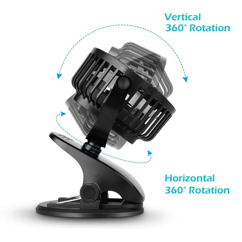 SkyGenius Battery Operated Stroller Fan, Rechargeable USB Powered Mini Clip