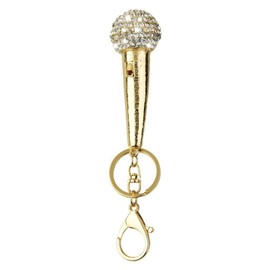 Reizteko Crystal Microphone Pendant Keychain Simulation Mic Shaped Keyring Fashionable Bag Charm Stylish Accessory for Music Lovers Decor