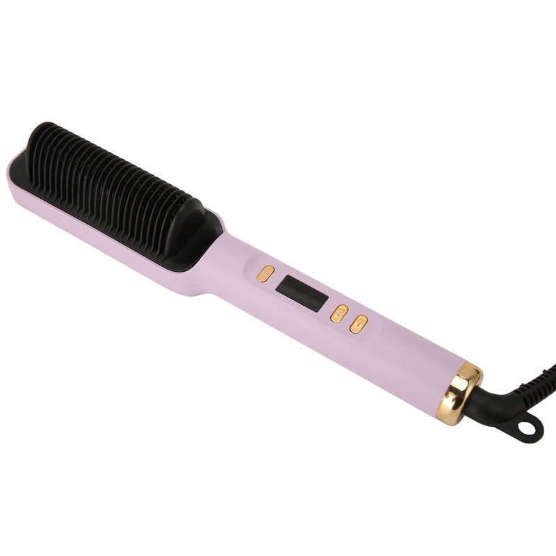 Negative Ion Hair Straightener Brush LCD Display Dual Use Heated