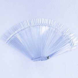 IebeautyWholesale 50pcs Nail Art Display Fan Wheel Polish False Sticks Practice Nail Tip Salon (transparent 1 set)