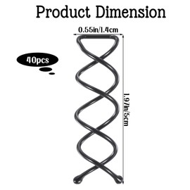 40PCS Spiral Bobby Pins for Women & Girls - Durable Non-Scratch Corkscrew Design for Effortless Bun Hairstyles - Curved Bobby Pins Bulk for Thick, Non Scratched Twist Screw Hair Pin (Black)