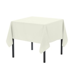 Pomp Ivory 52" x 52" Inch Square Premium Polyester Tablecloth | Wrinkle + Stain Resistant Easy Care Fabric | Fits Square or Round Table