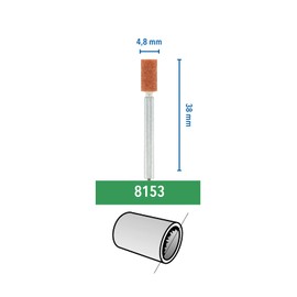 Dremel 8153 Aluminium Oxide Grinding Stones Accessory Set, 3 Cylindrical Grinding Stones for Grinding and Sharpening Metals (4,8 mm)