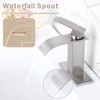 Qomolangma Waterfall Bathroom Faucet, Brushed Nickel Modern Single Handle Bathroom