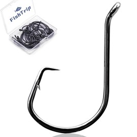 FishTrip Octopus Circle Hooks Saltwater - 50pcs Fishing Catfish Hook,Offset Fish Hooks for Rigs Size 1 2 4 6 1/0 2/0 3/0 4/0 5/0 6/0 7/0 8/0 9/0 10/0 (4#_50pcs)