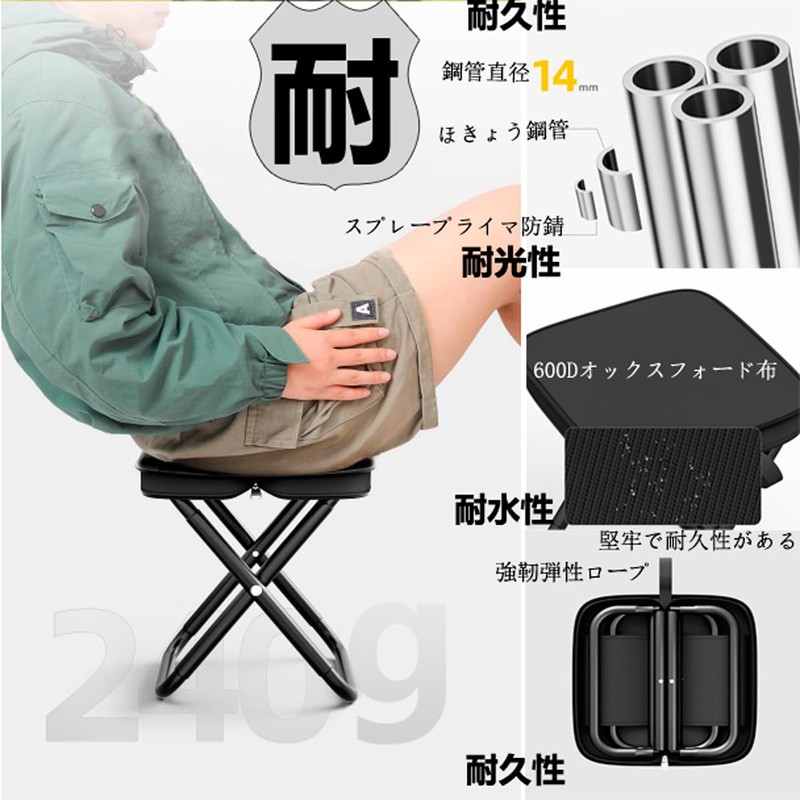 折りたたみ式アウトドア椅子 ハンドバッグ式 折りたたみ椅子 軽量 小型 ポータブル コンパクト アウトドア キャンプ チェア