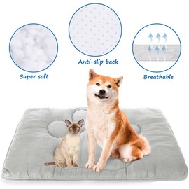 Dog Crate Mat 24/30/36/42/48 Inch, Warm & Soft Dog Bed Mat with Anti-Slip Bottom, Dark Colored to Hide Stains, Dog Kennel Pad for Sleeping, Washable Pet Mattress