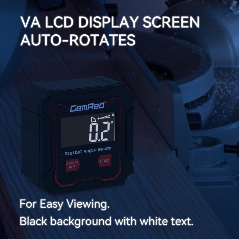 GemRed Digital Angle Gauge with LCD Display and Magnetic Base,