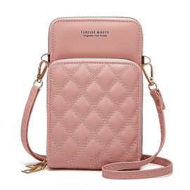 LUPAPA Women's Smartphone Pouch, Wallet, Mobile Pouch, Multi-layer Pocket, Small Item, Diagonal Vertical Shoulder Bag, Pink