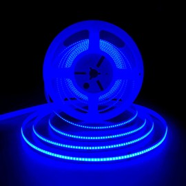 HAMRVL COB LED Strip Lights Blue DC12V 16.4ft/5M 320leds/M CRI90 Bright Flexible LED Tape 8mm, for Indoor Home Cabinet, Bedroom, Kitchen, Stage, Backlight DIY Lighting (Without Power Supply) (Blue)
