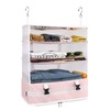 Surblue Hanging Closet Storage Bag Collapsible 3-Shelf Washable Oxford Fabric with 2 Hooks (XL 17.71*11.81*20in, Pink)