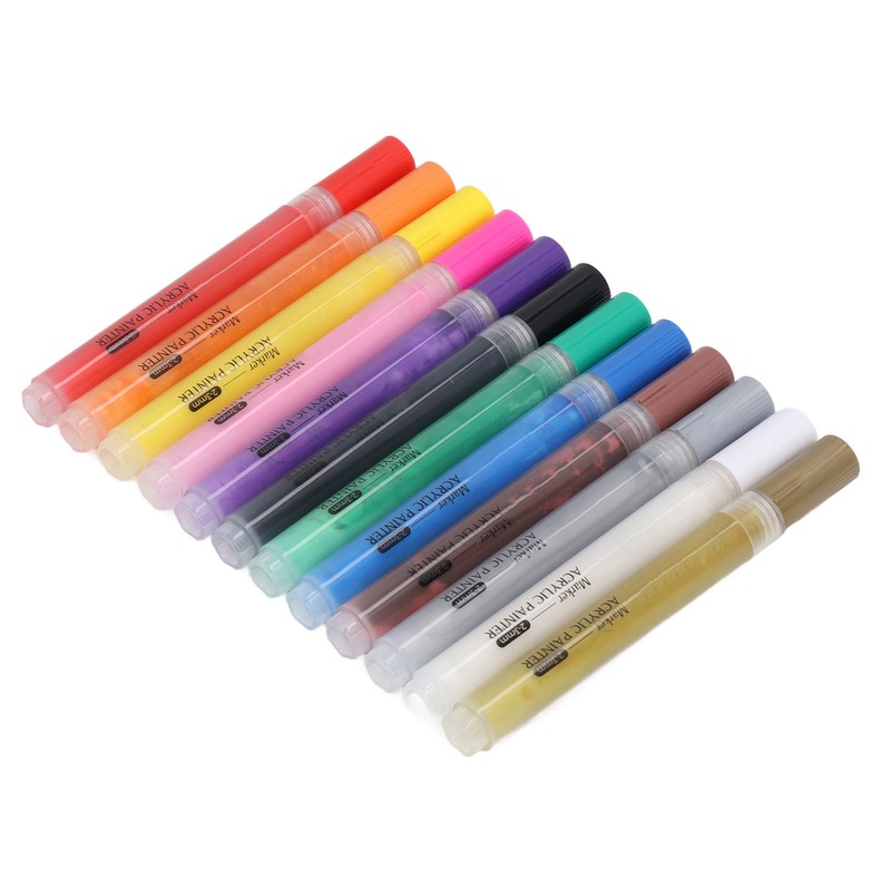 12 Pcs Acrylic Paint Markers 12 Colors 3.0mm Waterproof DIY