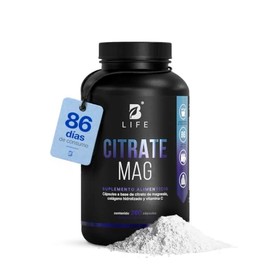B Life | Citrato de Magnesio Puro | 260 cápsulas | 2400 mg por porción | Alta absorción | Adicionado con Vitamina C y Colágeno | Citrate Mag.
