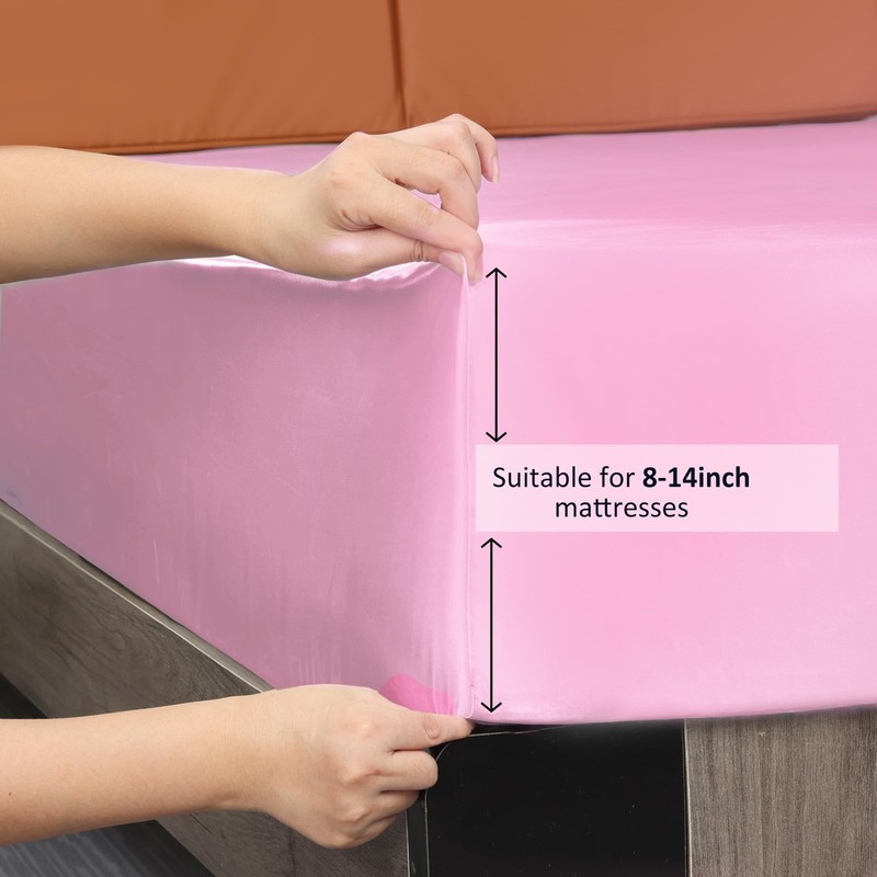 Lirex Satin Fitted Sheet, Luxurious Silky Smooth Polyester Bedding Soft