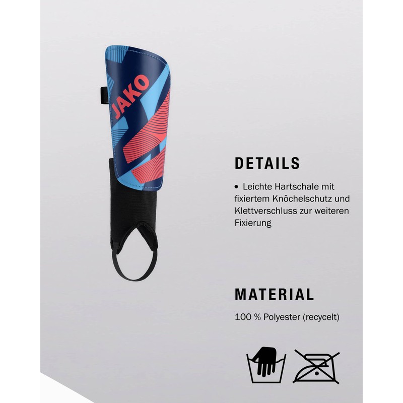 JAKO Unisex Schienbeinschoner River Classic, SkyBlue/Navy/Coral, S