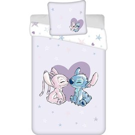 Jerry Fabrics Stitch and Angel Heart Duvet Cover 100% Cotton Reversible Duvet Cover 140 x 200 cm + Pillowcase 65 x 65 cm