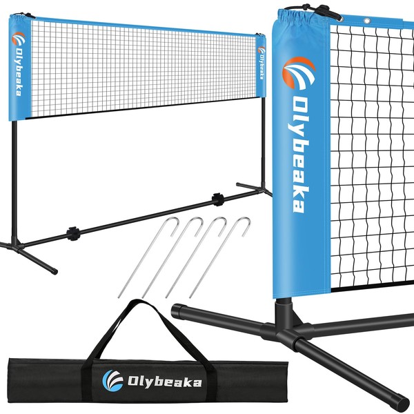 Olybeaka 14ft Portable Badminton Net for Driveway Backyard, Height Adjustable