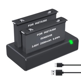 LP Battery Charger Kit for Insta 360 X4, 2500mAh Batteries for 360 X4 Camera, USB-C Fast Charging Hub, Insta 360 X4 Accessories, 3-Slot Battery Charging Station + 2 Pack 360 x4 Extra Battery