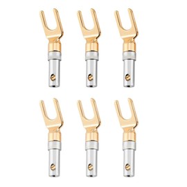 6 Pcs U-Shaped Gold Plated Speaker Plug, Amplifier Wire Audio Connector Screw