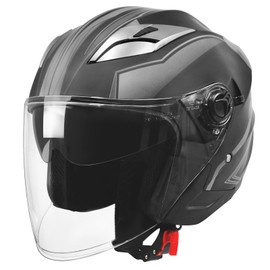 Motorcycle Helmet,Adult Open-face Motorbike Helmet Double Visor 3/4 Open Face Sun Shield Scooter Street Dirt Bike Helmet DOT Approved (Large, GIAY)