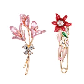 RELKLYU 2 Stücke Blumenbrosche, Elee Brosche, Dekorationsbrosche, Kreativer Styling-Brosche, Brosche Mit Diamantset.