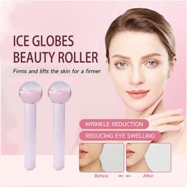 Sport Emblema Small Ice Globes for Face 2PCS– for Facials, Skin Tightening & Anti-Aging–Perfect Ice Globes for Reduction of Puffiness & Wrinkles of Face, Neck & Eyes–Pink and Blue (Light Pink)