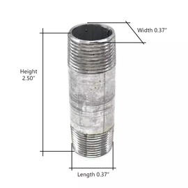 MaxLLTo Replacement for Primex 83093 3/8 Inch x 2-1/2 Inch Galvanized Steel Nipple