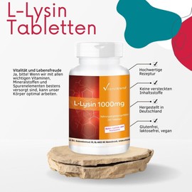 L-Lysine High Dose - 1000 mg per Tablet - 240 Tablets - Vegan | Vitamintrend®