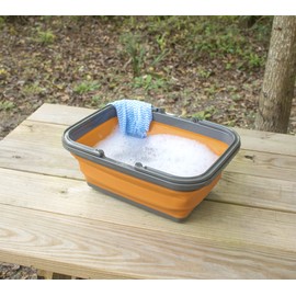 ustFlexWare Collapsible Sink with 2.25 Gal Wash Basin for Washing Dishes and Person During Camping, Hiking and Home