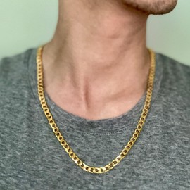 POYAMUSE Gold Chain, Solid 18K Gold Plated Gold Chain for Men, Hip-Hop Style 18K Gold Plated Cuban Link Chain for Men - Streetwear Fashion Statement - Gold 24''