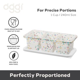 OGGI Prep & Portion Silicone Freezer Trays with Lid - Freezer Molds for Food, Ice Cube Tray, Food Prep Containers, Freezer Storage Containers, for Soup, Smoothie Cubes, Sauce, Broth, Leftovers - 1 Cup