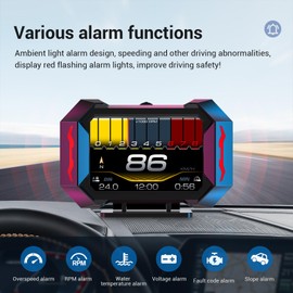 Majesun OBD2 Gauge Car HUD Head Up Display Gauge Display Tachometer Gauge Multi-function Digital OBD II Speedometer with Car Speed MPH Altitude Driving Direction Slope Meter for Most Vehicles After 20