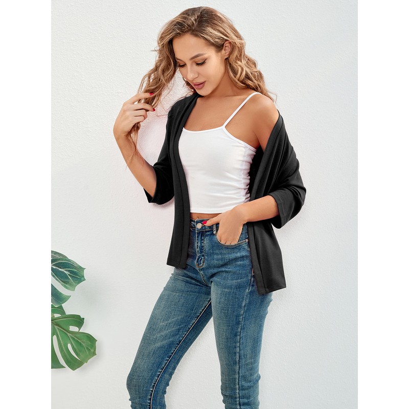 BENANCY Women 3/4 Sleeves Bolero Shrugs Open Front Lightweight Cardigan