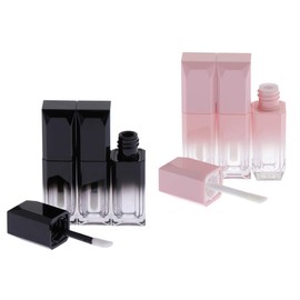 esowemsn 6pcs(black+pink) 5ml Mini Gradient Lip Gloss Tube Containers Plastic Refillable Lip Balm Bottles with Wand for Lip Samples Best Travel Home Beauty DIY Accessories