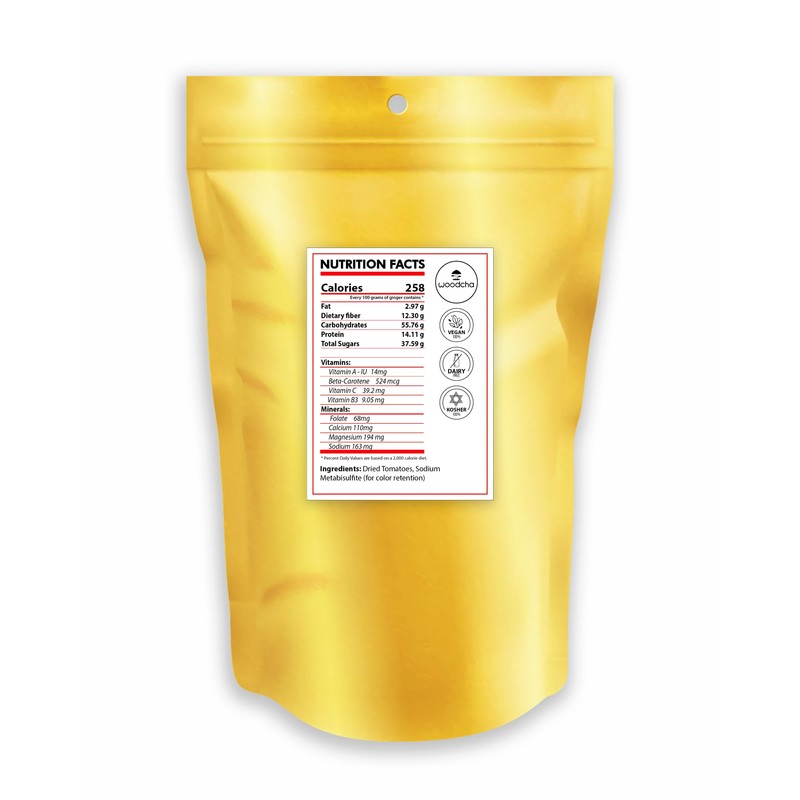 WOODCHA Sun Dried Tomatoes Halves, Dehydrated Vegetables Snacks Bulk, Vegan,