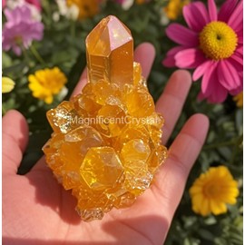 Natural Citrine Cluster Aura Crystal Cluster Mineral Specimen Decor Healing Gift