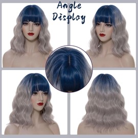 DWMGLP 14" Short Orange Ombre Curly Wig For Women Girls Heat Resistant Fiber Wigs Halloween Cosplay Daily Party+Cap (Orange Ombre)