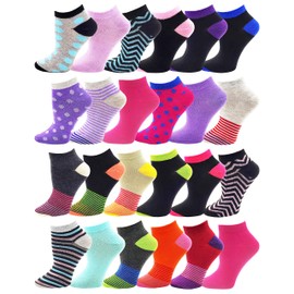 Winterlace 24 Pairs Ankle Socks for Women & Girls Bulk Pack, Fun Cute Low Cut No Show, Colorful Soft (Assorted A)