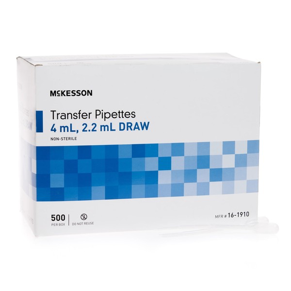 McKesson Transfer Pipette, Non-Sterile, 3.9 mL Capacity 0.5 mL to