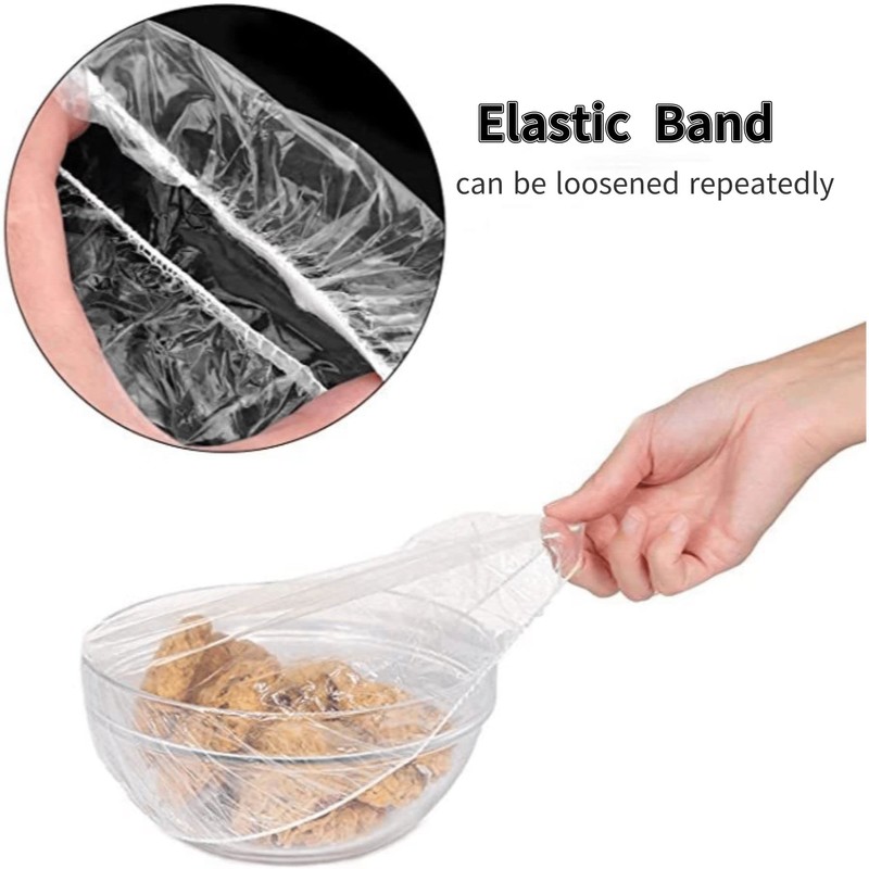 AUXIN 200 Pcs Reusable Food Covers, Clear Elastic Food Storage