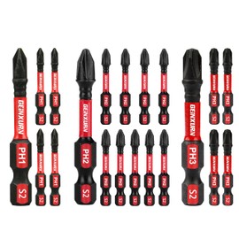 Geinxurn Anti-Slip Hex PH1/PH2/PH3 Insert Driver Bits 20 Pack 2 in. Impact Tough Magnetic Screwdriver Bits Set, 1/4 Inch Hex Shank Phillips Cross Screwdriver Bits Set