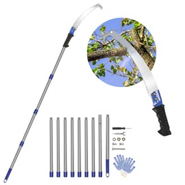 Zeepzer [14 feet] Pole Saws for Tree Trimming Extendable High Pruning Saws Manually Stainless Steel Gardening Saws Extension Bar Saw Pole Pruning Limb Saw for Trees, Bamboo Wood, Plastics