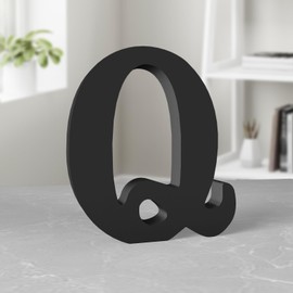 Aruatu 8 Inch Black Wood Letters Unfinished Wood Letter for Wall Decor Decorative Standing Letter Large Letters for Wall Decoration for Craft Home Party Projects (Q)