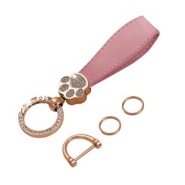 tonecraft Paw Dog Cat Dog Cat Key Chain Bag Charm Women Women's Popular Stylish Cute PU Leather Charm Gold, Pink
